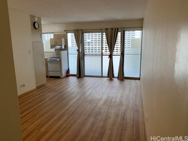 empty room with a textured ceiling and hardwood / wood-style flooring