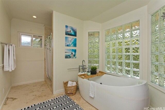 bathroom with independent shower and bath