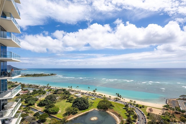 property view of water with a beach view