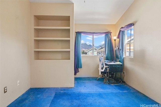 interior space featuring built in shelves