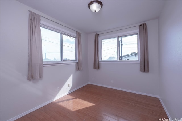 unfurnished room featuring plenty of natural light and wood-type flooring