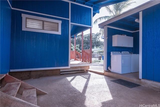 exterior space featuring washer and clothes dryer and a patio area