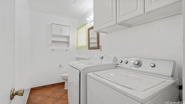 laundry area featuring tile patterned floors and washing machine and dryer