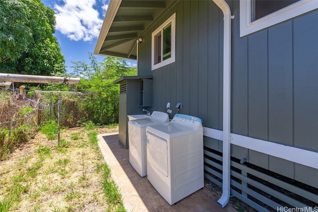 exterior space with washing machine and dryer