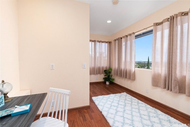 interior space with dark hardwood / wood-style flooring