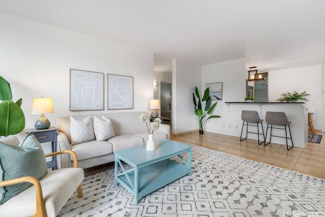 view of tiled living room