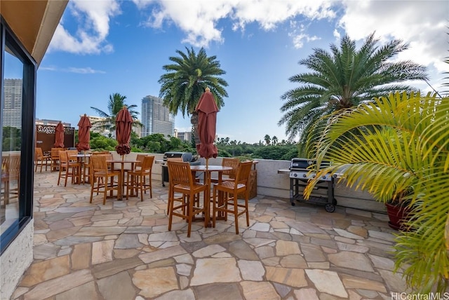 view of patio with a grill