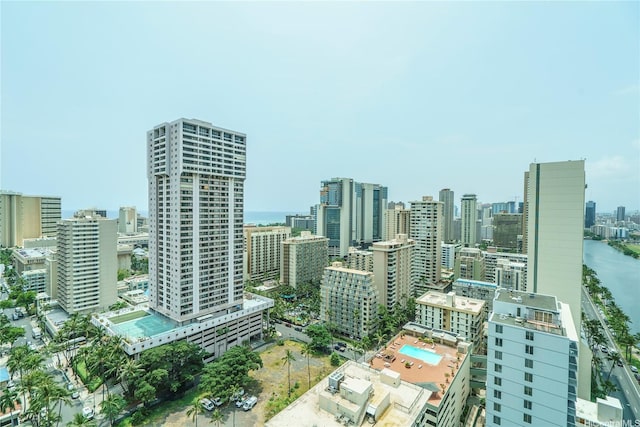 view of city with a water view