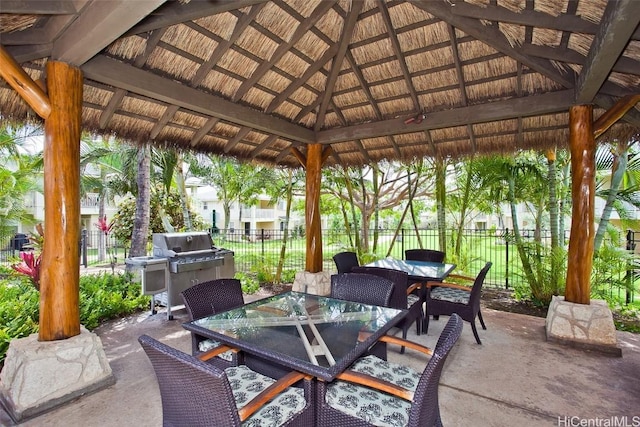 view of patio / terrace with a gazebo and grilling area