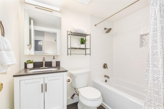 full bathroom featuring vanity, toilet, and shower / bath combo with shower curtain