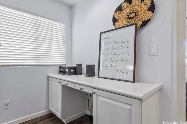 office area with dark hardwood / wood-style flooring