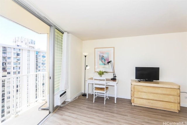 office space featuring hardwood / wood-style floors