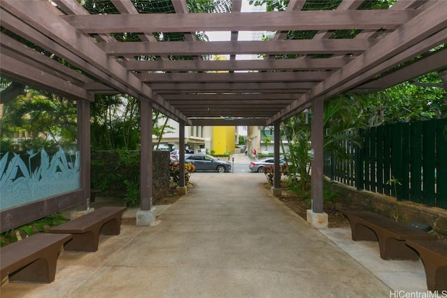 view of patio featuring a pergola