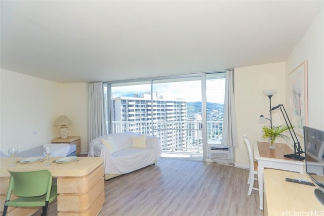 office with light hardwood / wood-style flooring