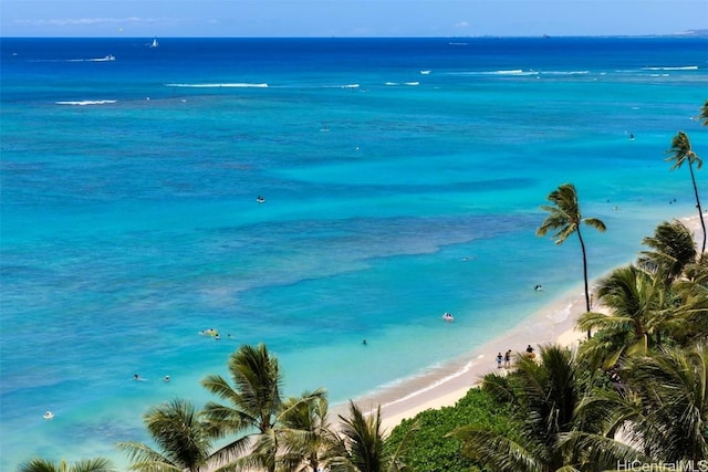 property view of water featuring a view of the beach