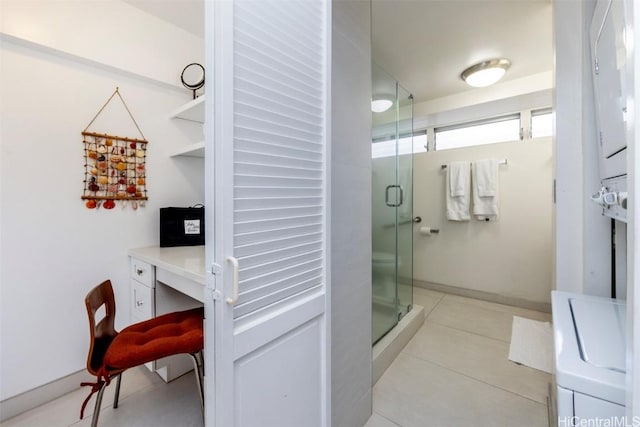 bathroom featuring tile patterned floors and walk in shower