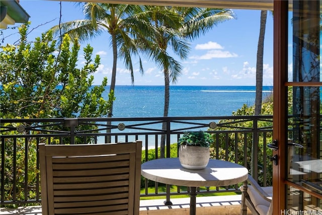 balcony with a water view