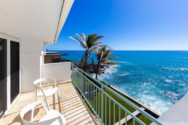 balcony with a water view