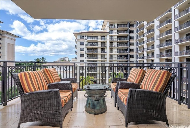 balcony featuring an outdoor living space