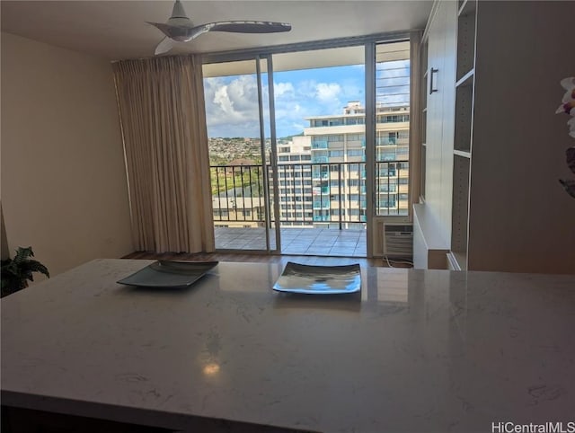 kitchen with ceiling fan