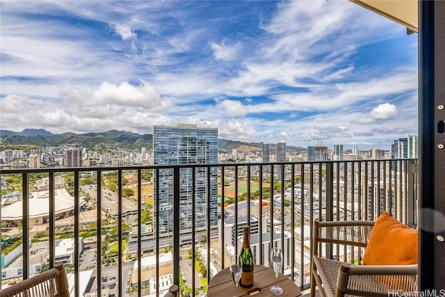 balcony with a mountain view