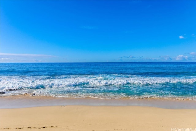 view of water feature featuring a beach view