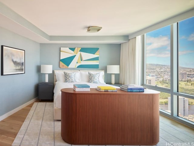 bedroom with light hardwood / wood-style flooring