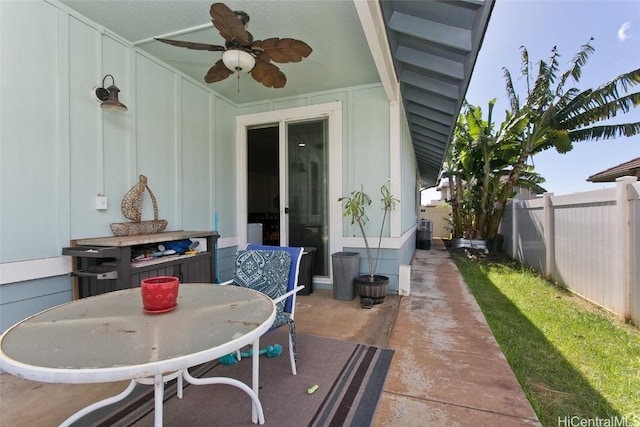 view of patio / terrace with ceiling fan