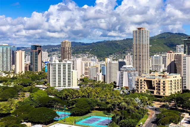 city view with a mountain view