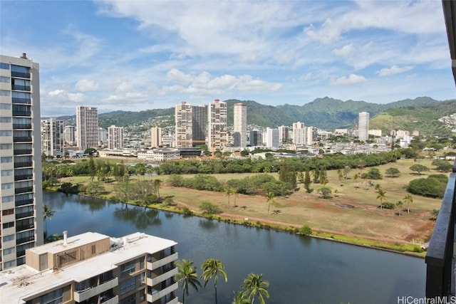 property view of water featuring a mountain view