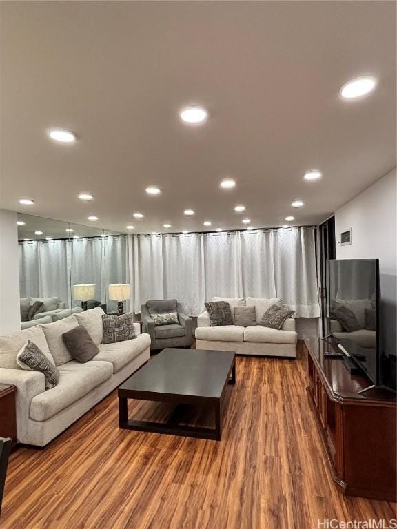 living room featuring wood-type flooring