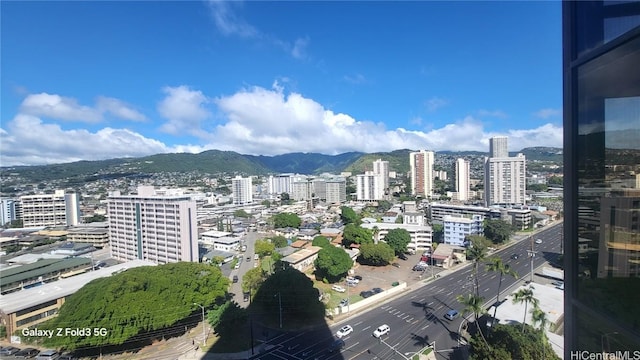 property's view of city with a mountain view