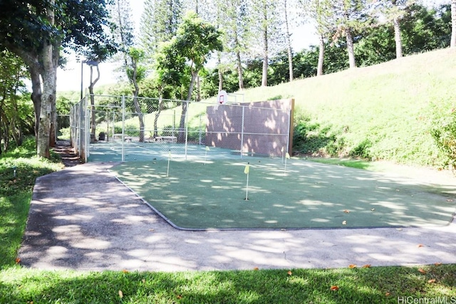 view of basketball court with tennis court