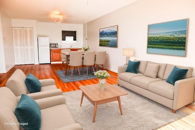 living room with hardwood / wood-style floors