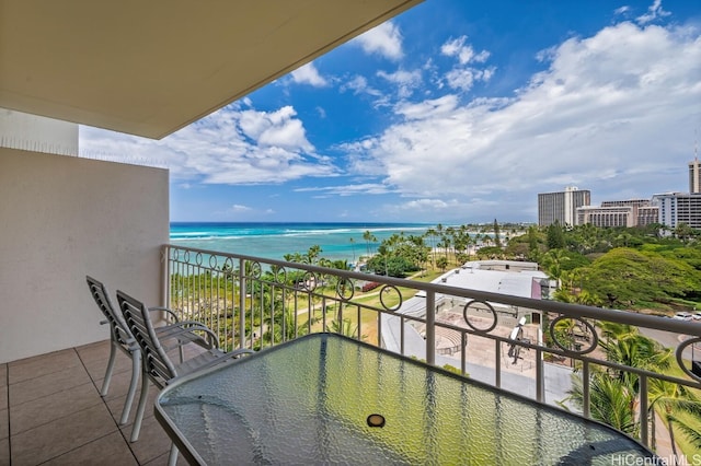 balcony with a water view