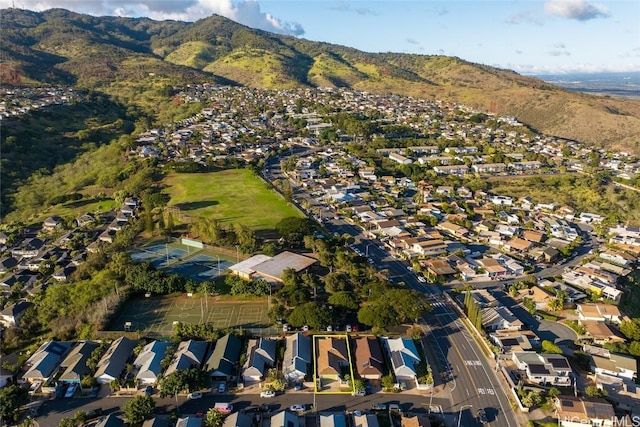 aerial view featuring a mountain view