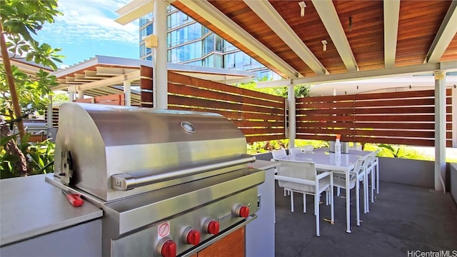 view of patio / terrace with an outdoor kitchen and grilling area