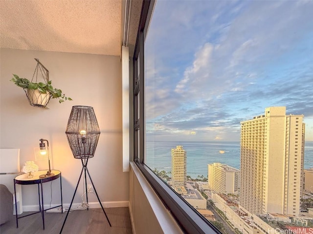 balcony with a water view