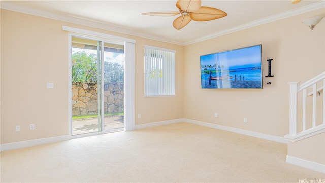 92-1522 Aliinui Dr Unit 2304, Kapolei, HI 96707 - carpeted spare room with stairway, baseboards, and crown molding