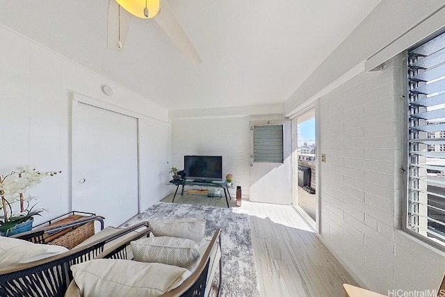 living room featuring light wood-type flooring