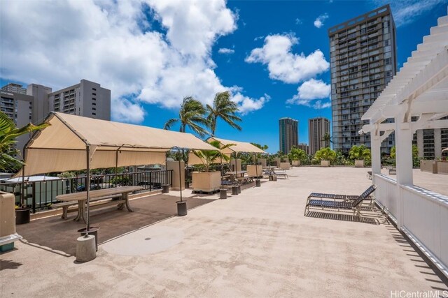 view of community with a patio area