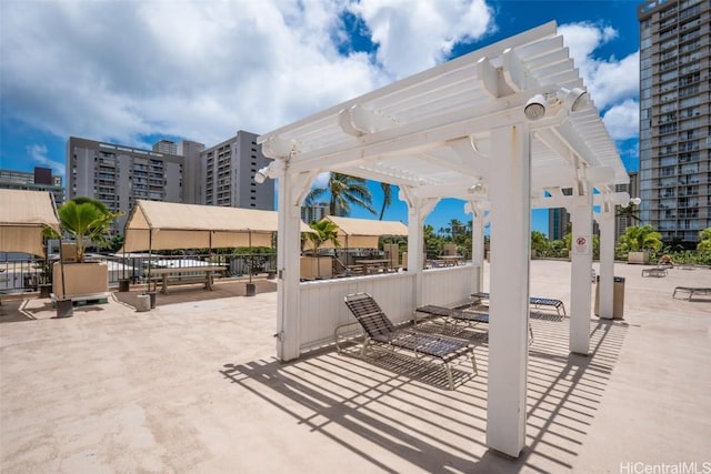 view of patio / terrace featuring a pergola