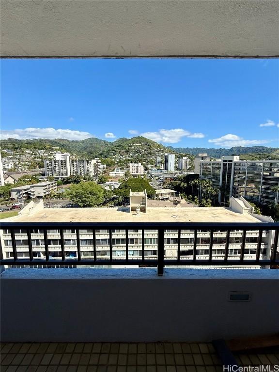 balcony with a mountain view