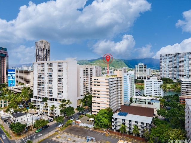 property's view of city featuring a mountain view