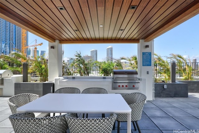 view of patio / terrace featuring grilling area and an outdoor kitchen