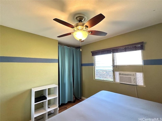 unfurnished bedroom featuring dark hardwood / wood-style floors and ceiling fan