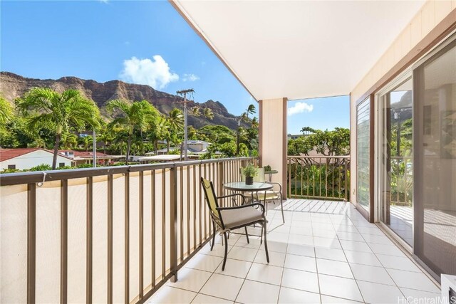 balcony with a mountain view