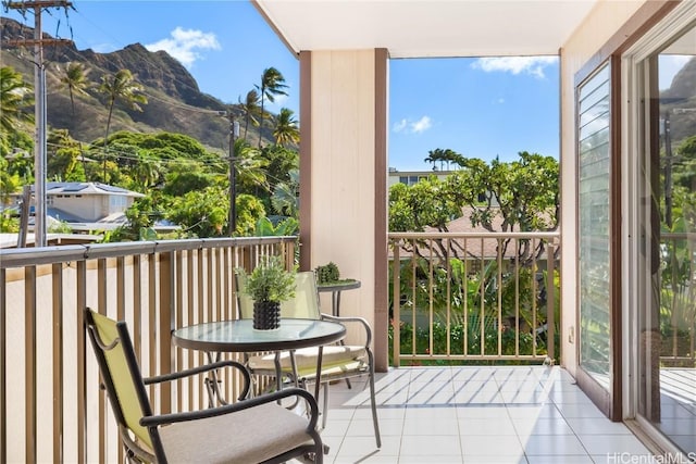 balcony with a mountain view