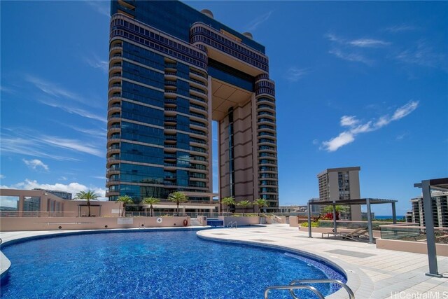 view of pool featuring a patio area