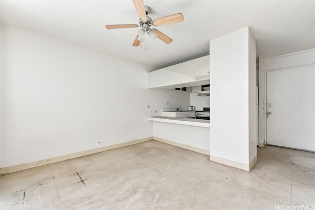 unfurnished living room with a textured ceiling